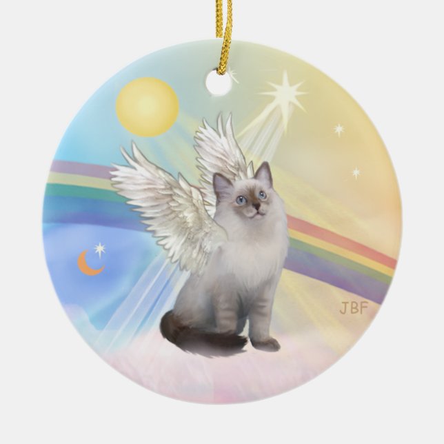 Moln - Ragdoll Cat Angel Julgransprydnad Keramik (Framsidan)