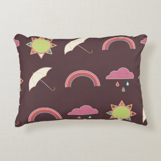 Moln, regn, sol, paraply mönster. prydnadskudde
