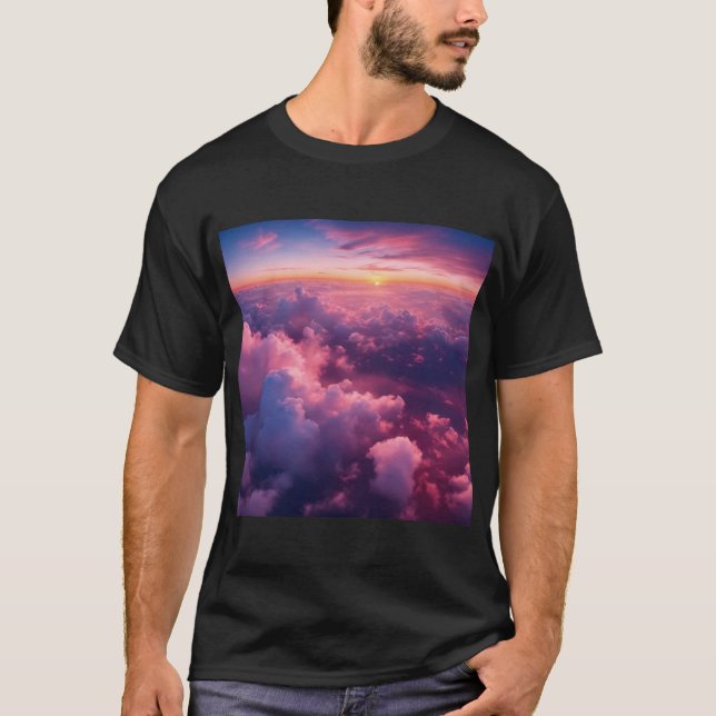 Moln rosa vackra visningskogar t shirt (Framsida)