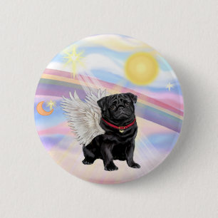 Moln - Svart Pug Angel Knapp
