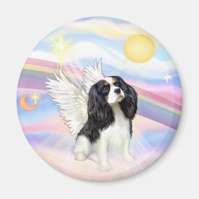 Moln - Tri Color Cavalier King Charles Ängel Magnet (Framsidan)