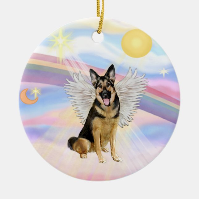 Moln - tysk schäferhund (#6) julgransprydnad keramik (Framsidan)