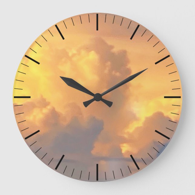 Moln vid Sunset Clock Stor Klocka (Framsida)