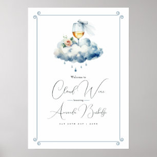 Moln Vin Bröllopsdusch Välkommen Poster