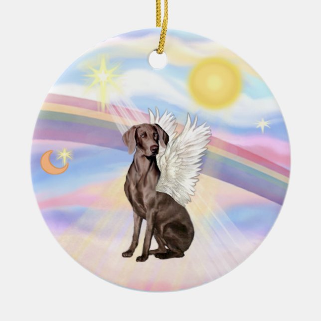 Moln - Weimaraner Ängel Julgransprydnad Keramik (Framsidan)