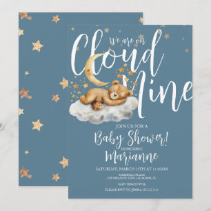 Molnbärande pojke stjärnor baby shower inbjudan