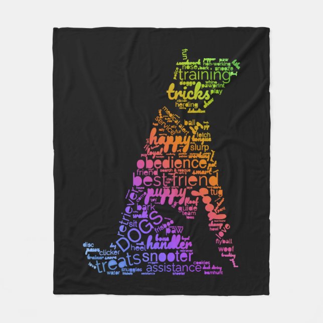 Molnet hund (hund regnbåge) fleecefilt (Framsidan)