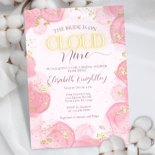 Molnet Nine 9 Rosa Guld Faux Glitter Möhippa Inbjudningar