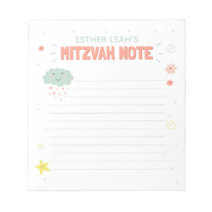Molnet och blommor Mitzvah noterar Anteckningsblock