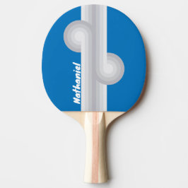 Molnig blå himmelrandig loop med namn pingisracket