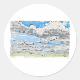 Molnig dag runt klistermärke