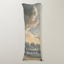 Molnig himmel, vit text, djup sömn kroppskudde