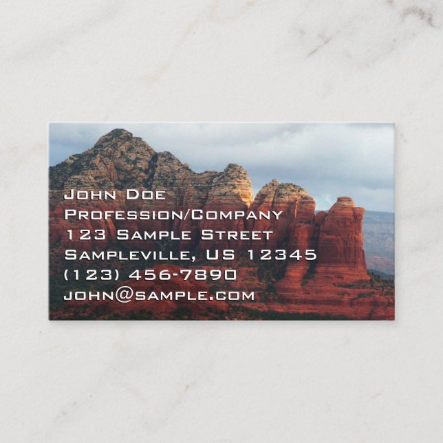 Molnig kaffekittelsten i Sedona Arizona Visitkort (Framsida)