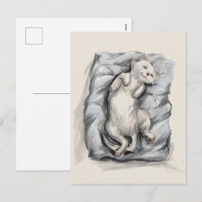 Molnigt Katt - Mysig Höstlov Postkort Helg Vykort (Fram/baksida)