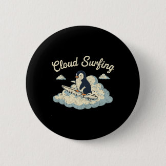 Molnpaddlande pingvin - Whimsical himmel ridning k Knapp