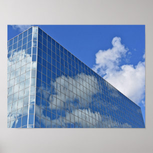 molnreflektion i skyscraper av glas poster