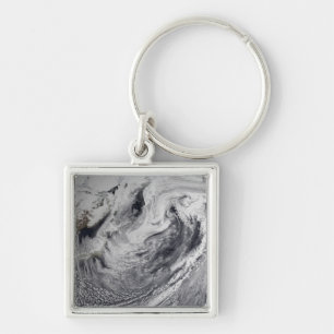 Molnsimulering av en enda dag fyrkantig silverfärgad nyckelring
