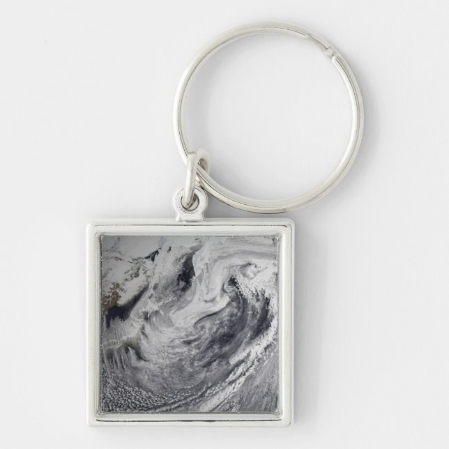 Molnsimulering av en enda dag fyrkantig silverfärgad nyckelring (Framsidan)