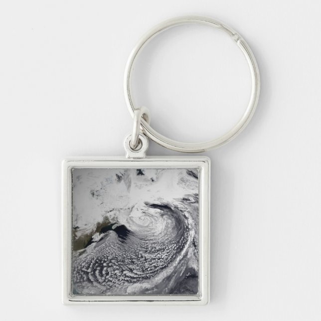 Molnsimulering för en enda dag 3 fyrkantig silverfärgad nyckelring (Framsidan)