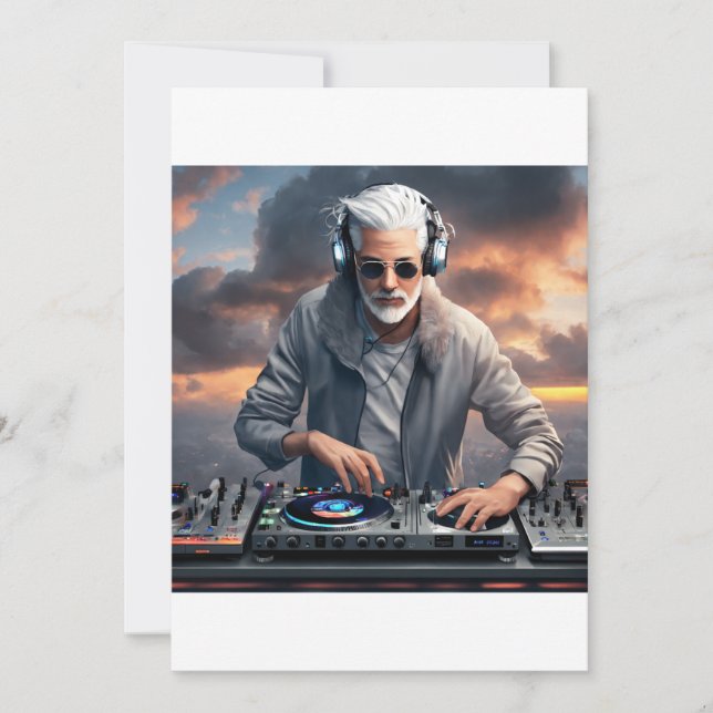 Molnslag: Vit Grått-smidd DJ-design Inbjudningar (Framsida)