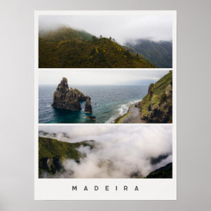 Molnstämda Madeira-landskap, Resefoto Collage Poster