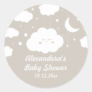 Molntack för baby shower runt klistermärke