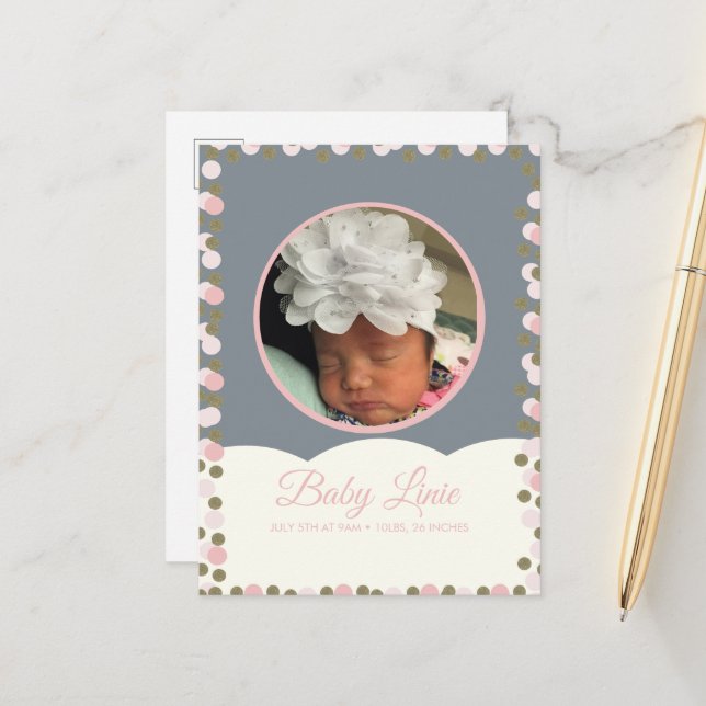 Molntugggräns för babykort meddelande vykort (Fram/Back In Situ)