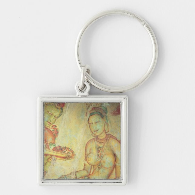 Molnung ogift kvinna, från stenfästningen fyrkantig silverfärgad nyckelring (Framsidan)