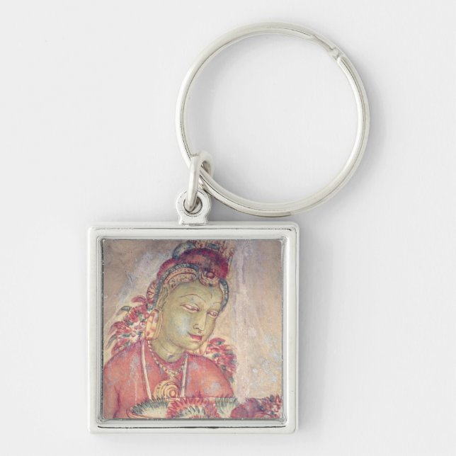 Molnung ogift kvinna, från stenfästningen, fyrkantig silverfärgad nyckelring (Framsidan)