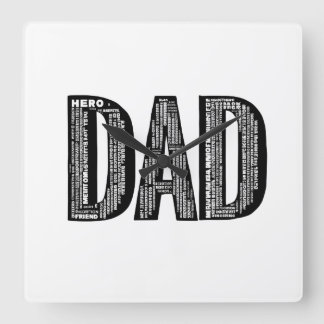 Molnväggsklocka pappa Ord - Fars dag Hero Gift Fyrkantig Klocka