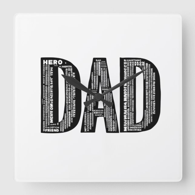 Molnväggsklocka pappa Ord - Fars dag Hero Gift Fyrkantig Klocka (Framsida)