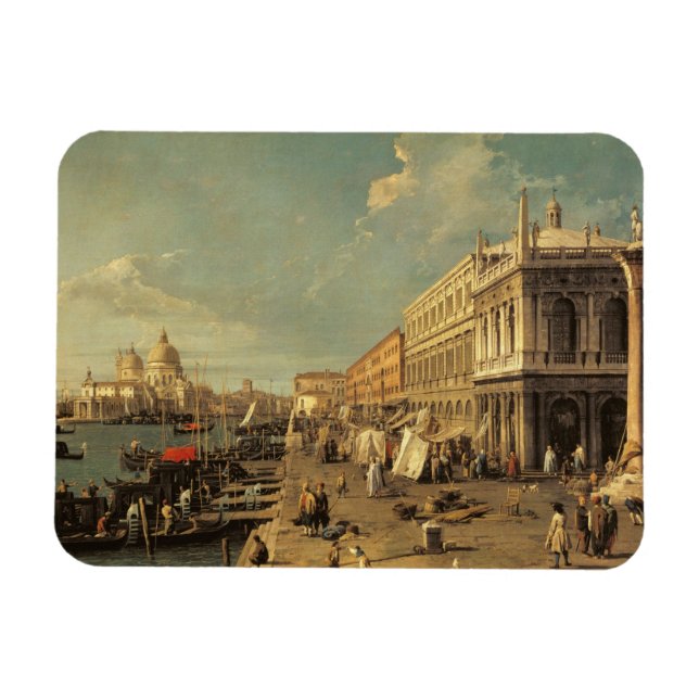 Molo och Zecca, Venedig (olja på canvas) Magnet (Horisontell)