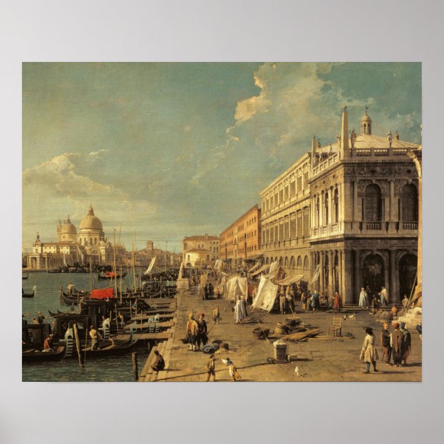 Molo och Zecca, Venedig (olja på canvas) Poster (Framsidan)