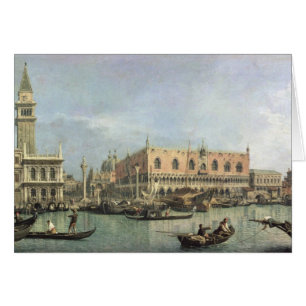Moloen och Piazzettaen San Marco, Venedig (olja Hälsningskort