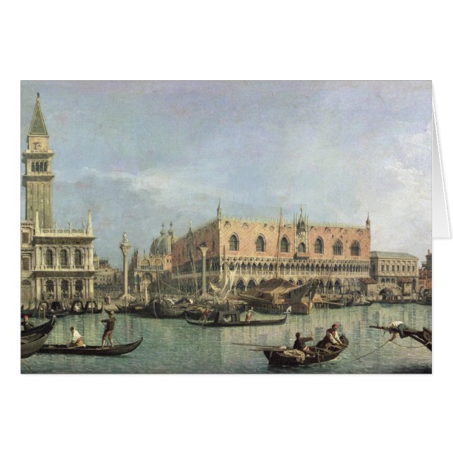 Moloen och Piazzettaen San Marco, Venedig (olja Hälsningskort (Framsidan Horizontal)