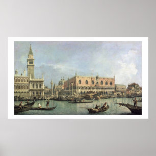 Moloen och Piazzettaen San Marco, Venedig (olja Poster