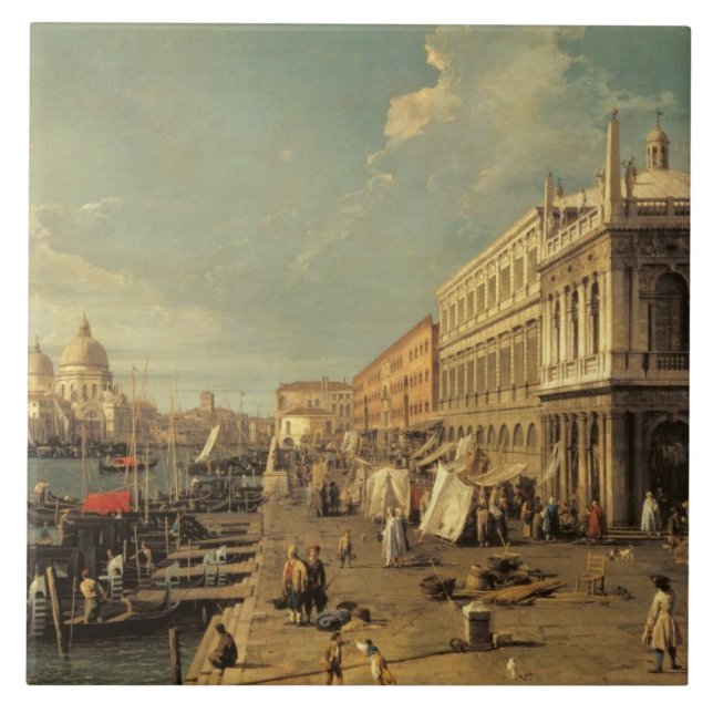 Moloen och Zeccaen, Venedig (olja på kanfas) Kakelplatta (Framsidan)