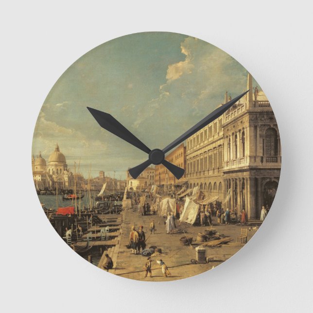 Moloen och Zeccaen, Venedig (olja på kanfas) Rund Klocka (Framsida)