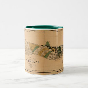 Molokai 1897, vintageHawaii karta Två-Tonad Mugg