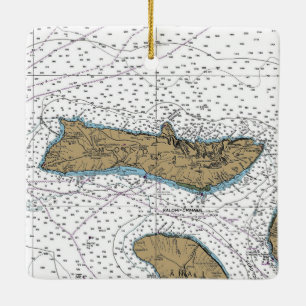 Molokai Hawaii Nautical Chart Julgransprydnad Keramik