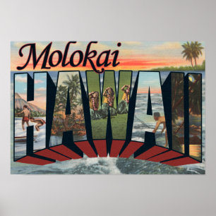 Molokai Hawaii - stora brevplatser Poster