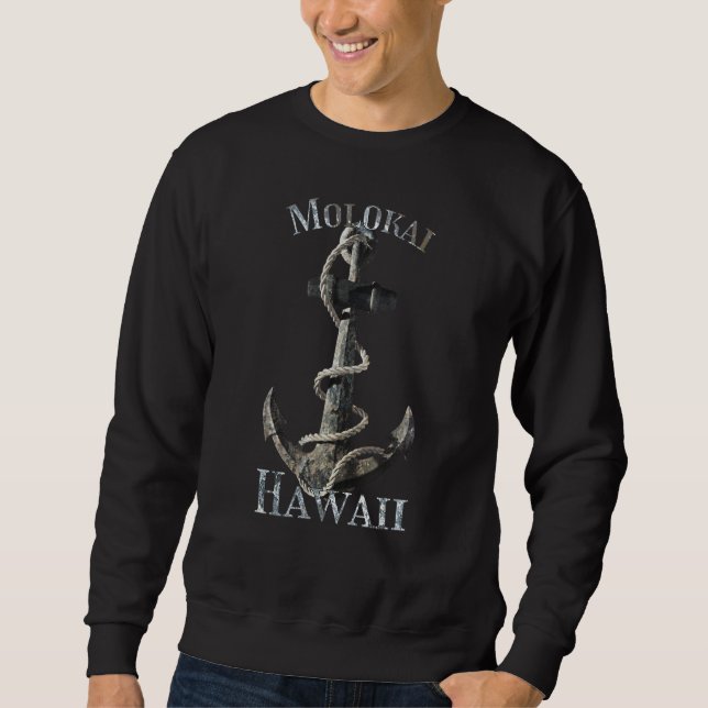 Molokai Hawaii Vacation Nautical Anchor Sailing Lång Ärmad Tröja (Framsida)