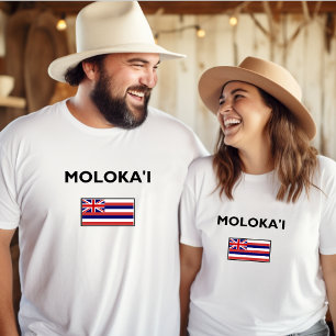 Molokai USA Hawaiian Flagga Light-Färg T Shirt