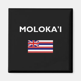 Molokai USA Hawaiian Flagga Mörk Färg Magnet