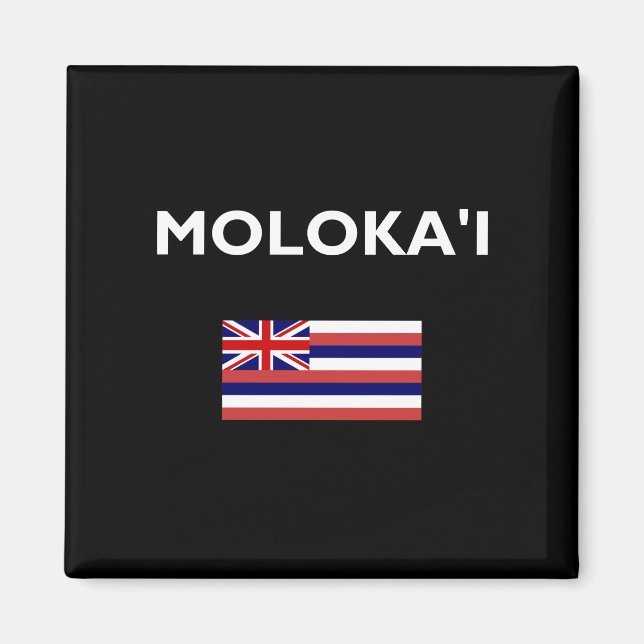 Molokai USA Hawaiian Flagga Mörk Färg Magnet (Framsidan)