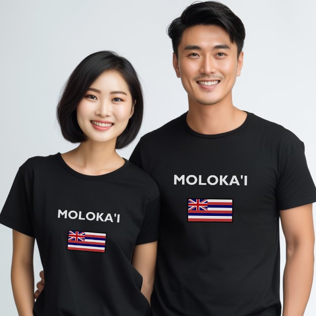 Molokai USA Hawaiian Flagga Mörk Färg T Shirt (Skapare uppladdad)