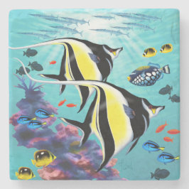 Molokini Cove Hawaiian Angel Fish Tropical Stenunderlägg