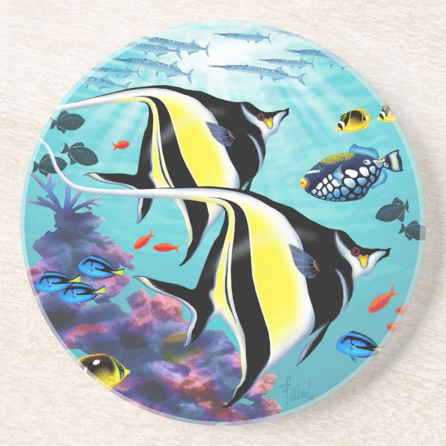 Molokini Cove Hawaiian Angel Fish Tropical Underlägg (Framsidan)