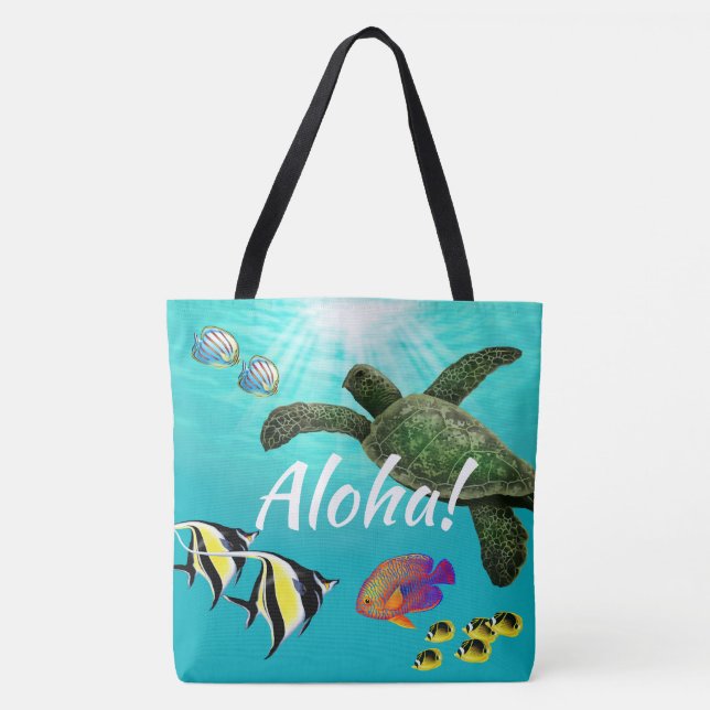 Molokini Cove Hawaiian Sea Turtle Reversibel Tygkasse (Framsida)