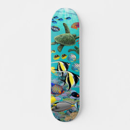 Molokini Cove Hawaiian Tropical Fish Illustration Mini Skateboard Bräda 18,5 Cm